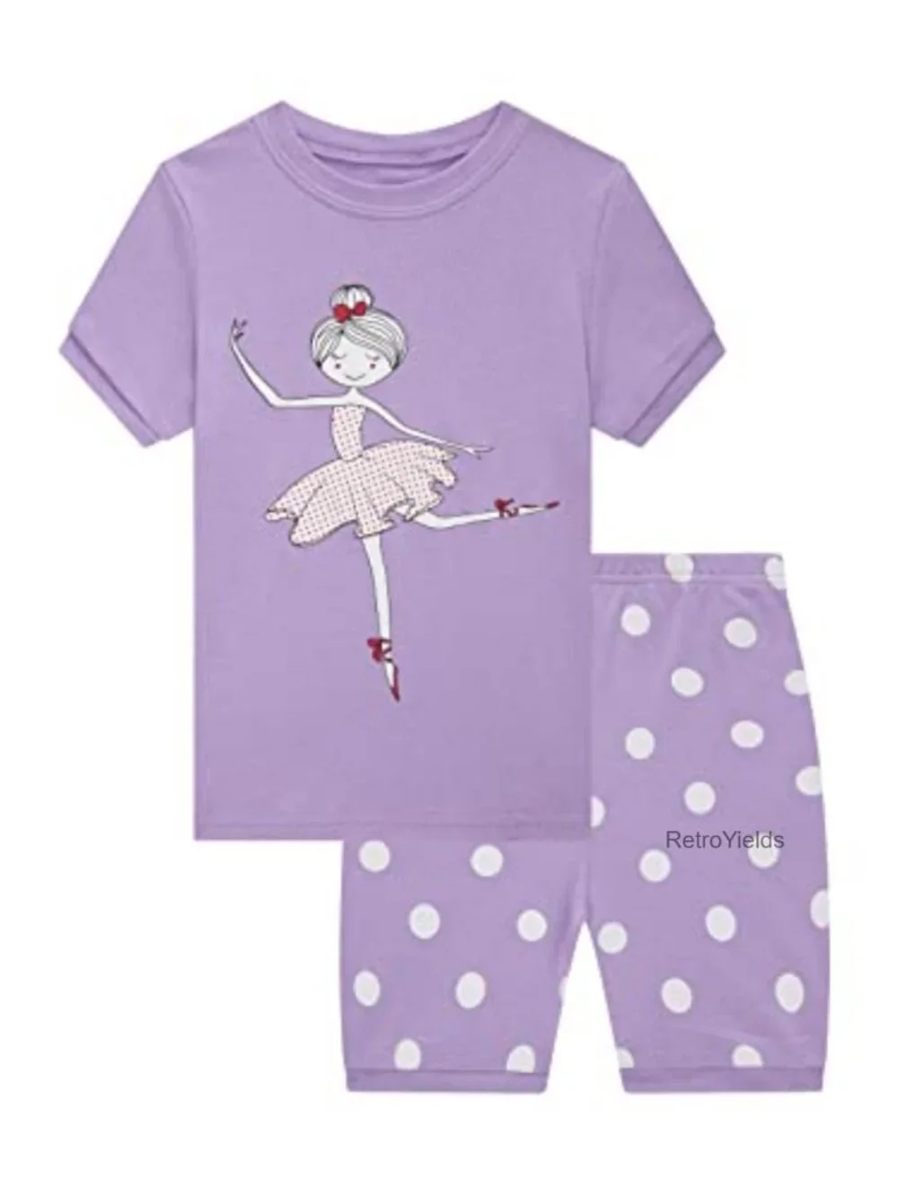 Toddler Girls Boys Pajama Set 100% Cotton Short Sleeve Snug Fit Kids Sleepwear